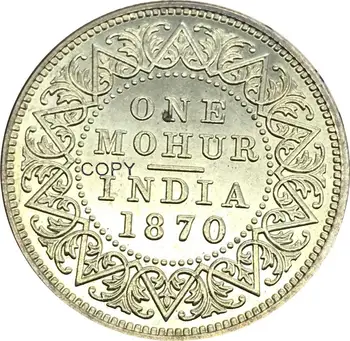 1870 m. Britų Indijos Dešimt Rupijų aukso monetų Kolekcionieriams Žalvario Monetos Kopija