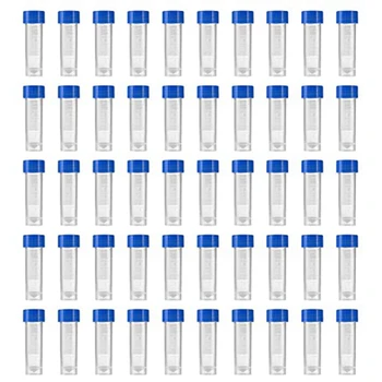 200Pcs Matavimo Buteliuką Talpykla Mėgintuvėliai 5 ml Plastikinis Mėlynas Su užsukamais Dangteliais
