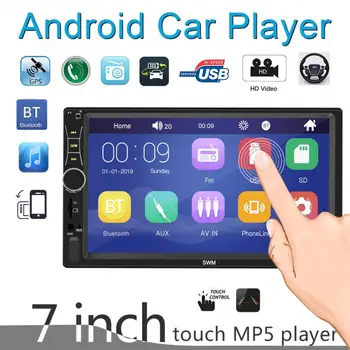 2DIN 7Inch HD Capacitive Jutiklinis Ekranas Automobilio Stereo FM Radijas MP5 Audio Grotuvas Paramos Mirrorlink / Vairas Kontrolės