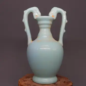 3 Antikvarinis Senas Kinų SongDynasty porceliano vaza,Ru krosnies Mėlyna glazūra dragon butelis,Namų Dekoravimas,rankų darbo amatai/Kolekcija