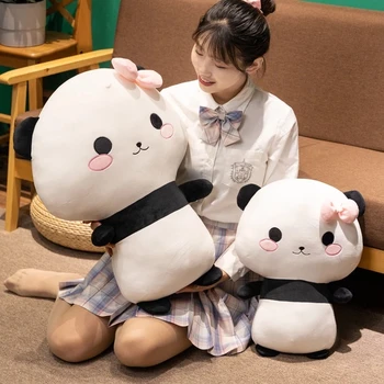 35-60cm Hugg Riebalų Panda Su Gėlių Pliušinis iškamša Lokys Lėlės, Gyvūnai Žaislas Pagalvę Animacinių filmų Kawaii Lėlės Mergaitėms Meilužis Dovanos