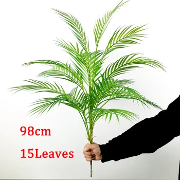 98cm 15 Galvą Didelių Dirbtinių Palmių Tropinių Augalų Netikrą Palmių Lapai Plastiko Monstera Medžio Namų Vestuvių Sodas Parduotuvė Dekoro