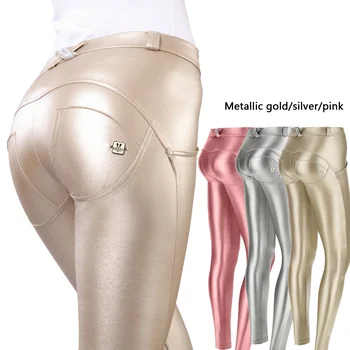 Antblauzdžiai Metallic Odinės Kelnės 2023Leather Liesas Legging Fitneso Besiūlių Instagram Karšto Džinsų Visas Ilgis Viduryje Juosmens