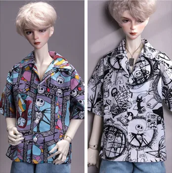 BJD doll drabužius 1/3 1/4 SD17 SD13 dydis mados naujų Helovinas mielas vaiduoklis marškinėliai kaukolės modelis mygtuką viršuje vyrams ir moterims