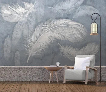 Custom Šiaurės plunksnų abstrakčių linijų, modernaus tapetai kambarį freskos TV foną, freskos sienos dokumentų namų dekoro 3D lipdukai