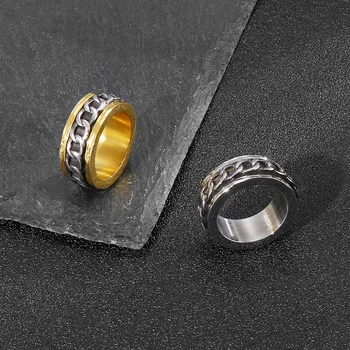 Europos ir Amerikos vyrų asmenybės nerūdijančio plieno rodomojo piršto žiedą mados titano plieno grandinės žiedą galima pasukti