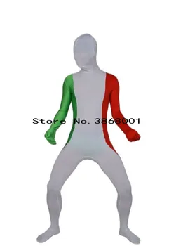 Fancy Dress catsuit Kostiumas Spandex jumpsuit Italijos Vėliava Zentai Antroji Oda, viso kūno kostiumas