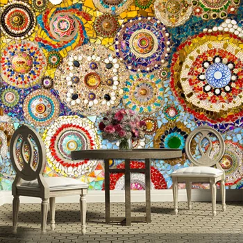 Foto Sienos Tapetai, 3D Stereo Mozaikos Plytelių, Plytų Modelis Freskomis Europos Stiliaus Gyvenamasis Kambarys su Sofa-lova, TV Foną Papel De Parede