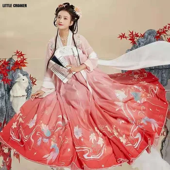 Hanfu Moterų Kinų Stiliaus Plačios Rankovės Ilgas Sijonas Žiedų Pasakų Tiktų Studentui, Švieži Antikvariniai Kasdien Hanfu Suknelė Senovės Kinų