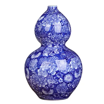 Jingdezhen Didelis Gėlių Modelio Vazos, Senoviniai Porceliano Mėlynos Ir Baltos Spalvos Porceliano Veranda, Didelis Moliūgas Papuošalai