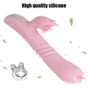 Klitorio Vibratorius Stimuliuoja Suaugusiųjų Sekso Žaislai Moterims, Šildymo Makšties Teleskopinis Sukasi Dildo Dvigubai Liežuvio Vibratorius Cunnilingus