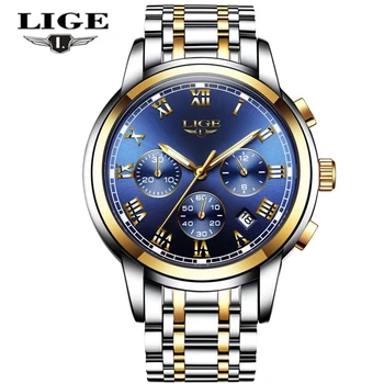 LIGE Žiūrėti 9810 Karšto Pardavimo Prabanga Top Brand Chronograph Vyrų Sporto Laikrodžiai Reloj Hombre Verslo Kvarciniai Laikrodžiai Vyrams Riešo
