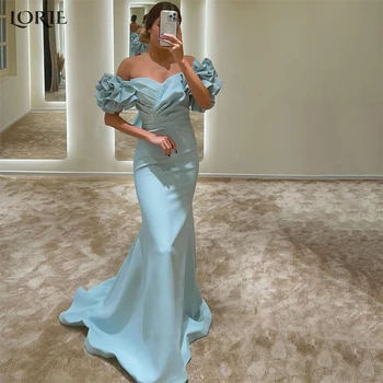 LORIE Elegantiškas, Kietas Undinė Vakaro Suknelės Off Peties Backless Dubajus Sluoksniuotos Rankovėmis Promenadzie Suknelė Saudo Arabija Plisuotos Suknelės, Šaliai