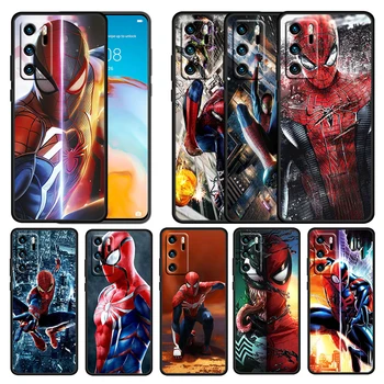 Marvel Spiderman Meno Huawei P50 P20 30 P40 5G P10 Pro Lite E Plius P9 Lite Mini Silikono Minkštas Juodas Telefonas Case Cover 
