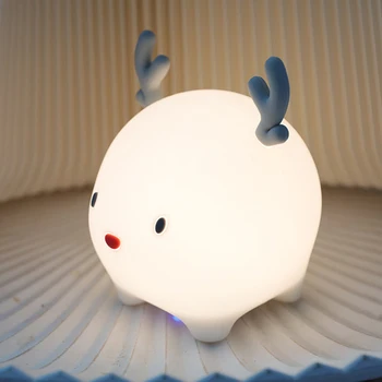 Mielas Elnias Lempos Minkšto Silikono Gyvūnų Briedžių Žaislas, Skirtas Kūdikių, Vaikų USB Įkrovimo Naktį Žibintai Miegamasis Darbalaukio Spalvingas Mielas Apdaila
