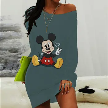 Mini Suknelė Moterims, Elegantiška Prabanga Šalis Suknelės Disney Spausdinti Mickey Minnie Mouse Mados Atsitiktinis Vasaros Moterų Suknelės Moteris 2022