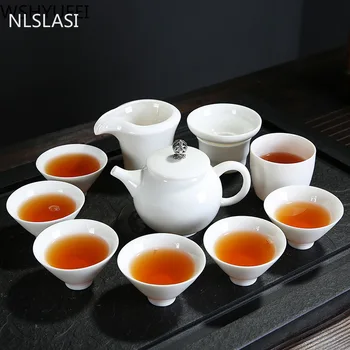 Naujas stilius Avių riebalai jade porceliano arbatinukas nustatyti Anti-plikymo šilumos Arbatos rinkinys arbatos rinkinys, arbatinukas Buitinių geriamojo indai NLSLASI