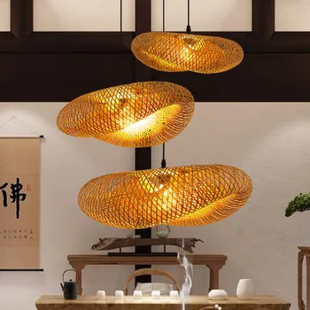 Nordic Dizainas Bambuko LED Sieniniai šviestuvai Medienos Šviesos Kambarį Diningroom Miegamojo Lempa, Kavinė Restoranas Virtuvės Namų Kabo Lempa