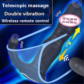 Nuotolinio Valdymo Teleskopinis Vibratorius Analinis Kaištis Vyrų Prostatos Massager Vibracija Butt Plug Dildo, Vibratoriai Sekso Žaisliukai Vyrams Moteris