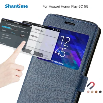 PU Telefoną Atveju Huawei Honor Žaisti 6C 5G Flip Case For Huawei Honor Žaisti 6C 5G Peržiūrėti Langų Knyga Atveju TPU Silikoninis Galinio Dangtelio