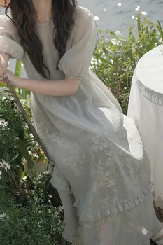 Prancūzijos Retro Stiliaus Elegantiškas Pasakų Suspender Suknelė Gėlių Dirželis Suknelė Dviejų Dalių Vasaros Prarasti Lieknėjimo Kostiumas Suknelė