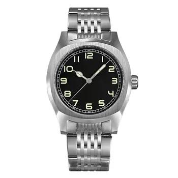 San Martin Vyrų Automatinis laikrodis Prabanga Aikštėje Laikrodžiai Laikrodis Sapphire atsparus Vandeniui 100M C3 Šviesos Plieno Dirželis PT5000/SW200