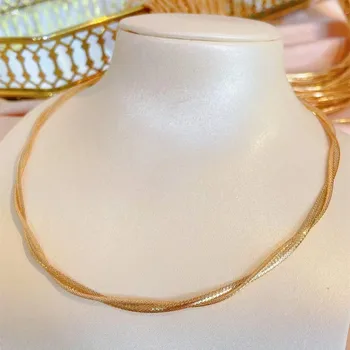 UBESTNICE Nekilnojamojo 18K Originalios Geltonos Aukso AU750 Nėrinių Minkštas Apykaklės, Karoliai, italijos Audiniai Grandinės Moterų Fine Jewelry Šilko Procesas