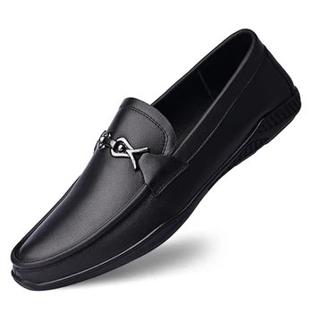 Vyrai laisvalaikio bateliai vyriški natūralios Odos Mados Kvėpuojantis Žirniai Batai tendencija black visas rungtynes, dilimui butas batai