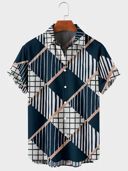Vyriški marškiniai Y2k hombre geometrinių grafika trumparankoviai marškinėliai, vyriški gatvės Havajai retro marškinėliai Harajuku vyriški marškiniai 4
