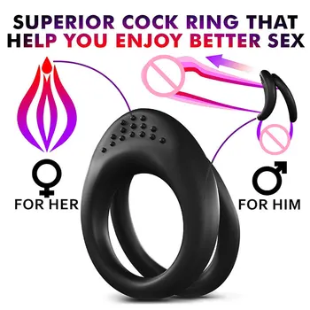Vyrų gaidys žiedas daugkartinio naudojimo lytinių santykių silikonas vibracijos užraktas bauda žiedas penio mova porų purtyti varpos žiedas vibratorius sekso žaislas