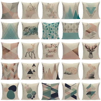 Šiaurės geometrijos pagalvėlė padengti namų dekoratyvinės pagalvėlės, gyvūnus, automobilių sofa mesti pagalvės lino print custom užvalkalas
