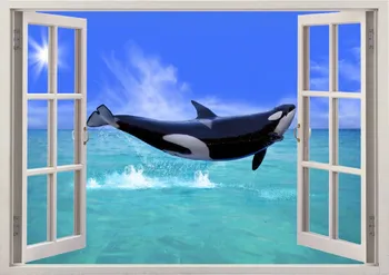 Žudikas banginių siena lipdukas langą, banginis sienos lipdukas, skirtas namų dekoro, spalvinga vandenyno sienos menas, skirtas darželio vaikams, vaikų kambario decora