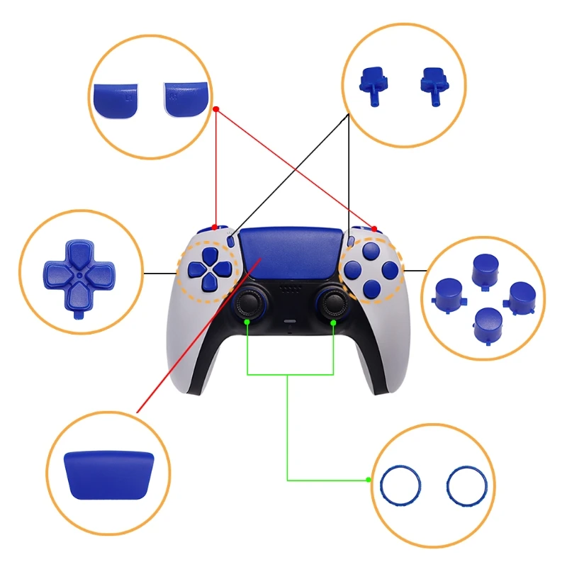 RipengPI Valdiklio Mygtuką Kreiptuką Mygtukas Pakeitimo Shell Atveju Dangtelis, skirtas PS5 Gamepad