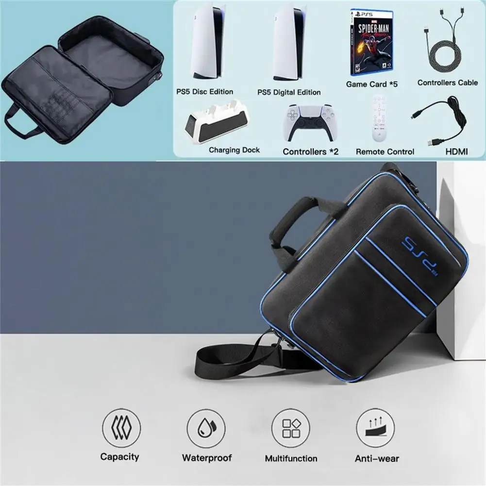 Nešiojamų Drobės Dvigubo sluoksnio Apsaugos Saugojimo Krepšys PS5 Reguliuojamas Diržas per Petį, Vežančių Padengti Atveju Žaidimas Priedai