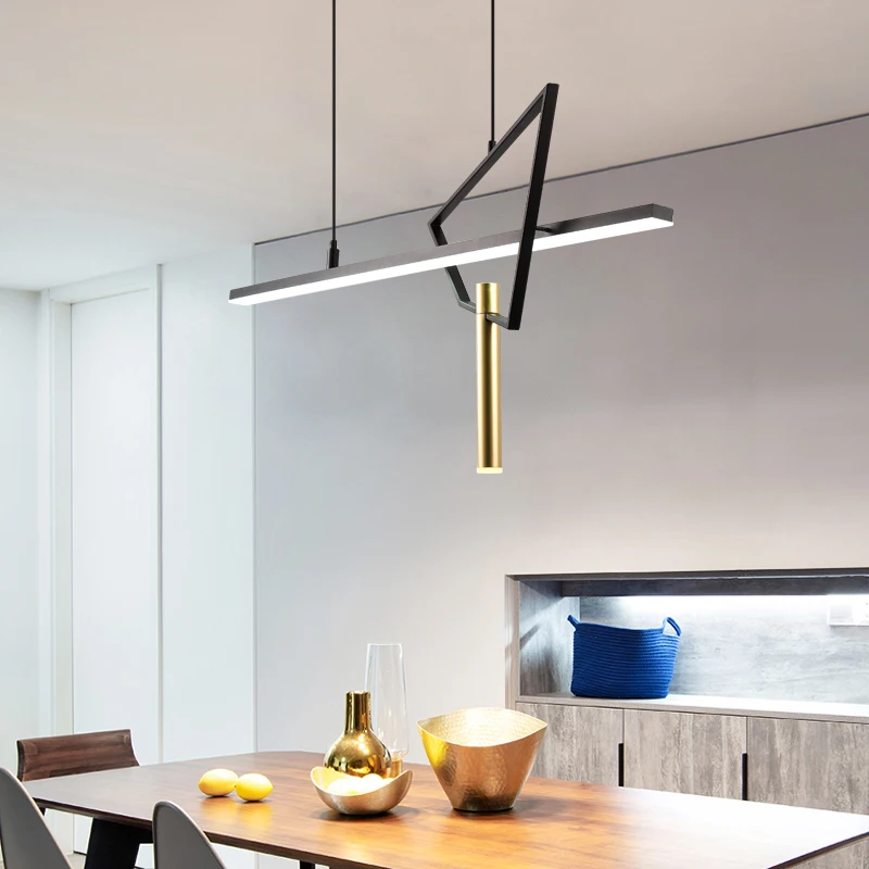 Šiaurės modernus restoranas šviestuvai minimalistinio dizaineris šviestuvai kūrybinė asmenybė juoda juosta šviestuvai AC90-260V