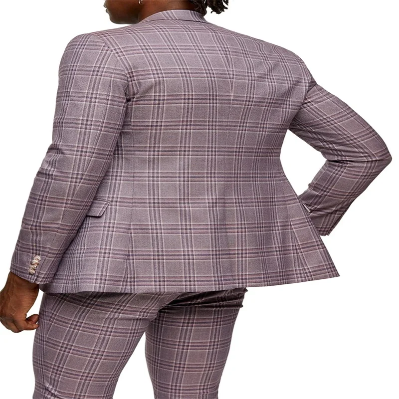 2020 Gražus Medvilnės Mišinys Šviesiai Rožinės spalvos Pledas Laisvalaikio vyriški Kostiumas 2 gabalus Vieną Mygtuką ( Kailis+ Ziajać) Tuxedos Verslo Kostiumas