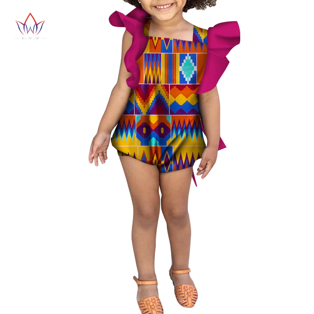 2023 Afrikos-drabužių-už-vaikai Dashiki Tradicinės Medvilnės Audiniai Atitinkančių Afrikos Spausdinimo Vaikų Vasaros Jumpsuit BRW WYT174